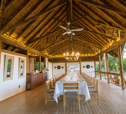 The dining deck overlooking the active pan. 