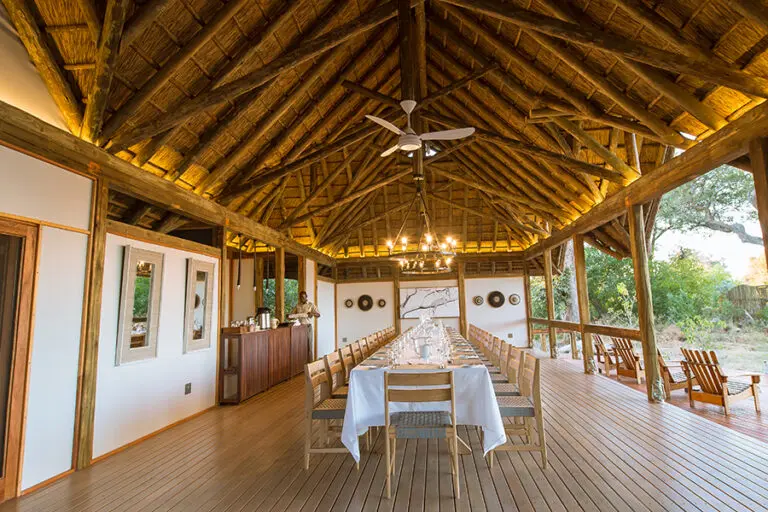 The dining deck overlooking the active pan. 