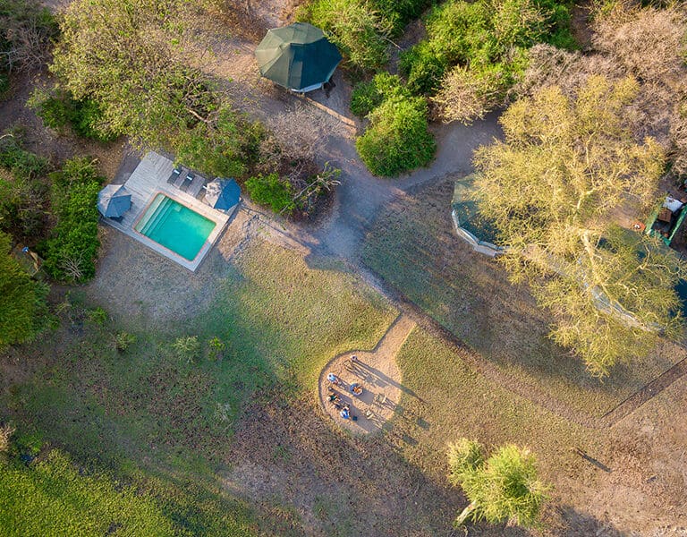 Aerial view of Kuthengo Camp. 