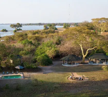 Aerial view of Kuthengo, in the heart of Malawi's Liwonde National Park.