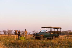 Disfrute de un atardecer tras un emocionante safari. 