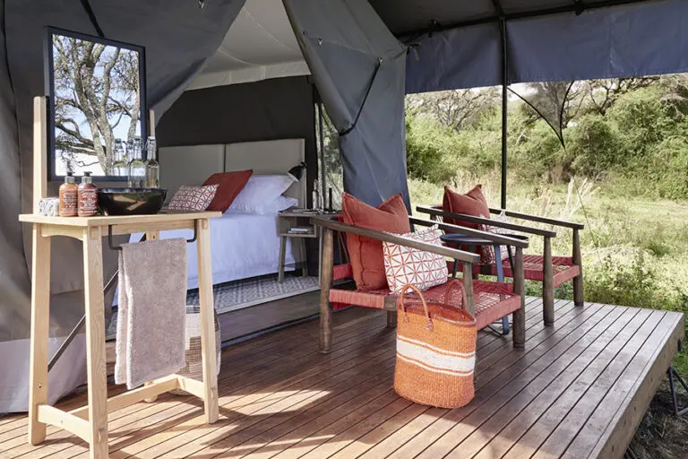 View from the outside of the tent at Ngorongoro Crater Camp.