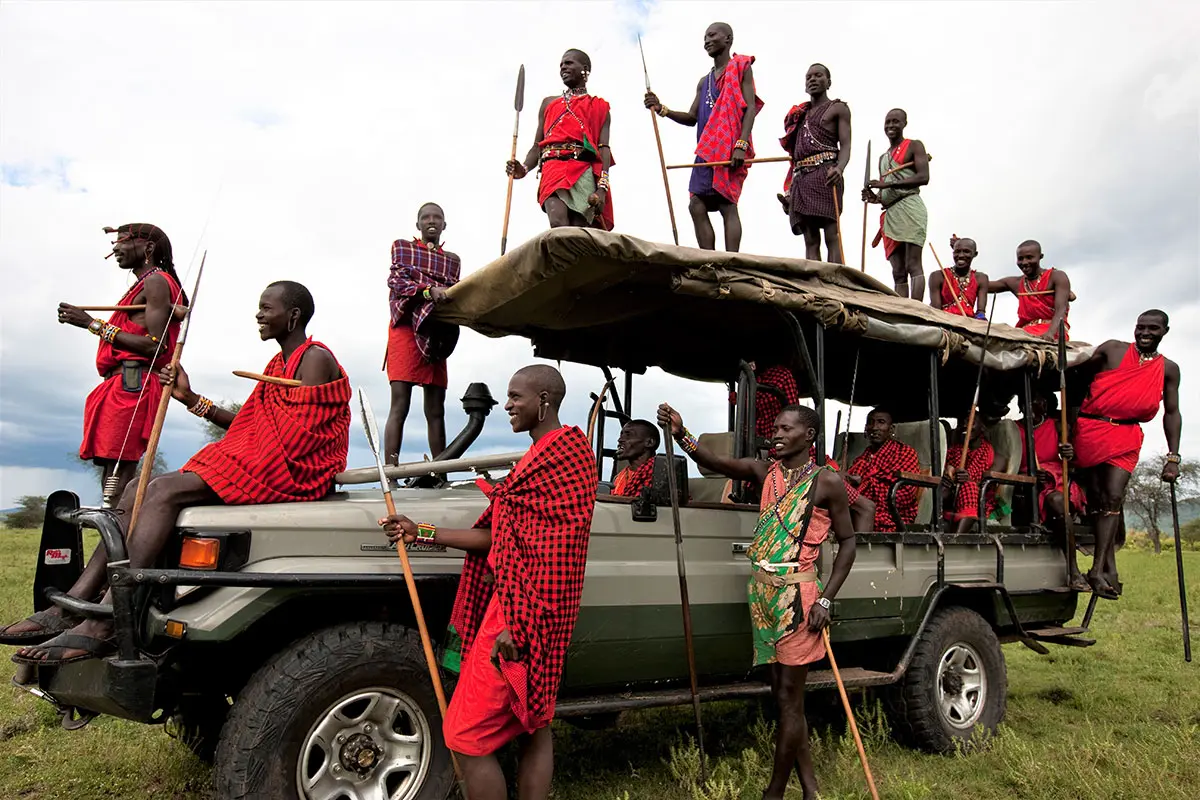 The Maasai safari guides at Cottar;s 1920s Camp in the Masai Mara, Kenya