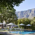 Pool view at the Belmond Mount Nelson in Cape Town, South Africa.