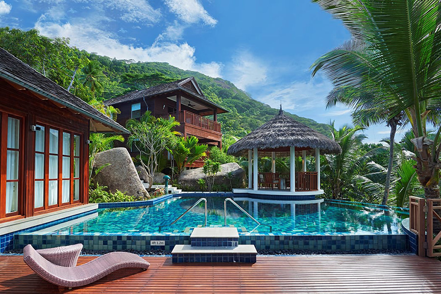 Common areas of La Briz Resort in Seychelles.
