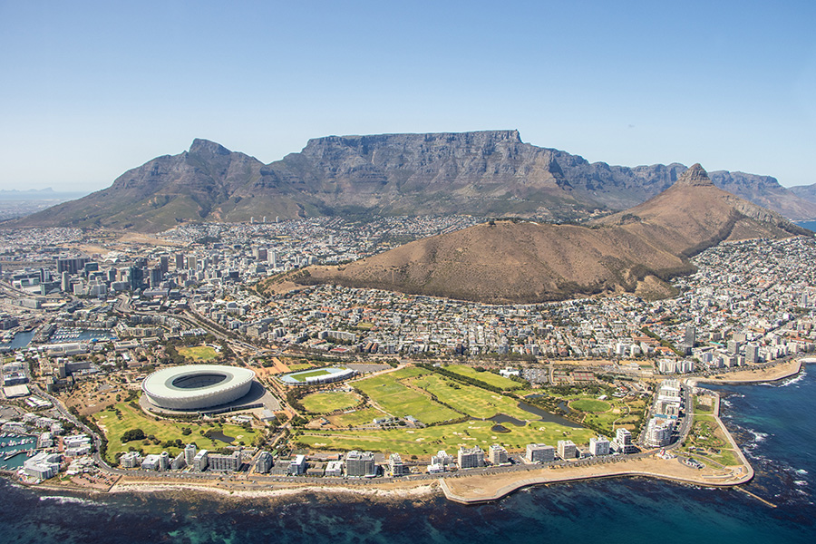 Aerial view of Cape Town, South Africa. 