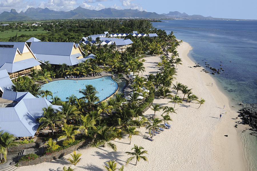 Aerial view of Victoria Beachcomber Resort in Mauritius.