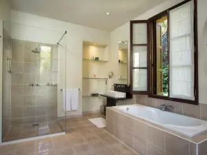 Rejuvenate your senses in your bathroom - complete with Italian bath and shower.
