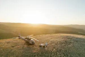 Sunset helicopter flights.