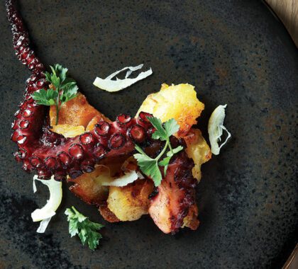 marble-food-blackened-octopus-crushed-paprika-potato-candied-lemon-squid-in-dressing