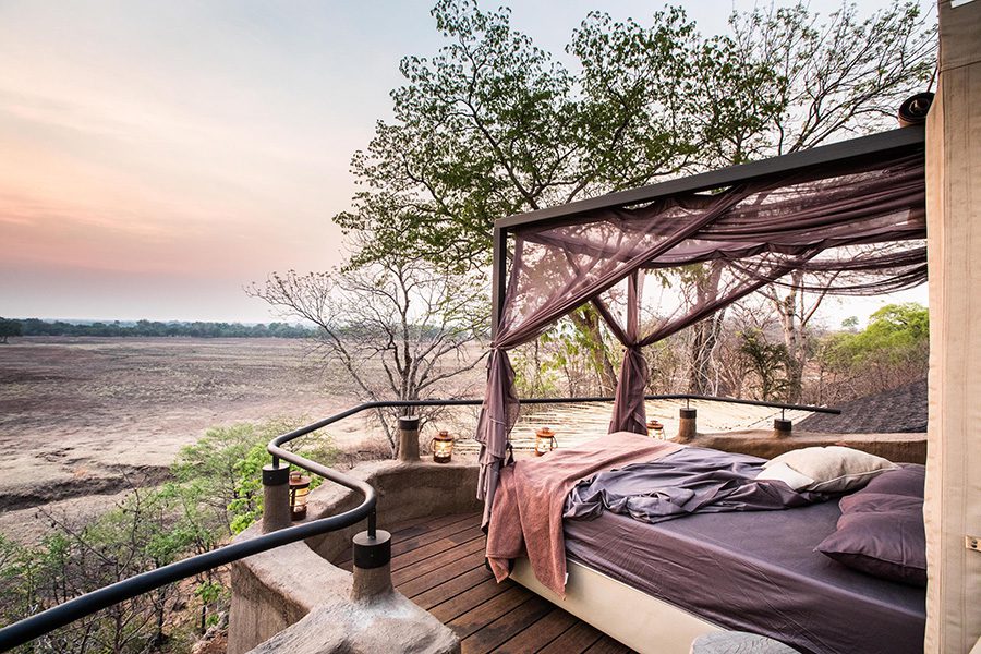 Puku Ridge star bed in the morning in South Luangwa National Park, Zambia.