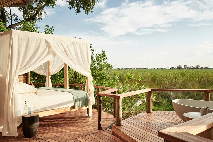 Sanctuary Baines Camp star bed in the Okavango Delta, Botswana.