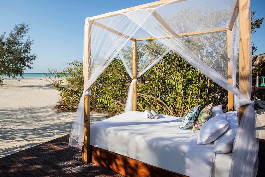 Anantara Medjumbe Islan Villa star bed in Quirimbas Archipelago, Mauritius.