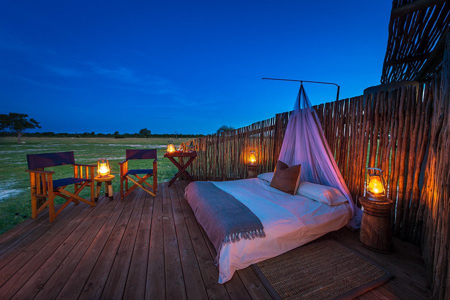 Linkwasha sleepout deck in Hwange National Park, Zimbabwe.