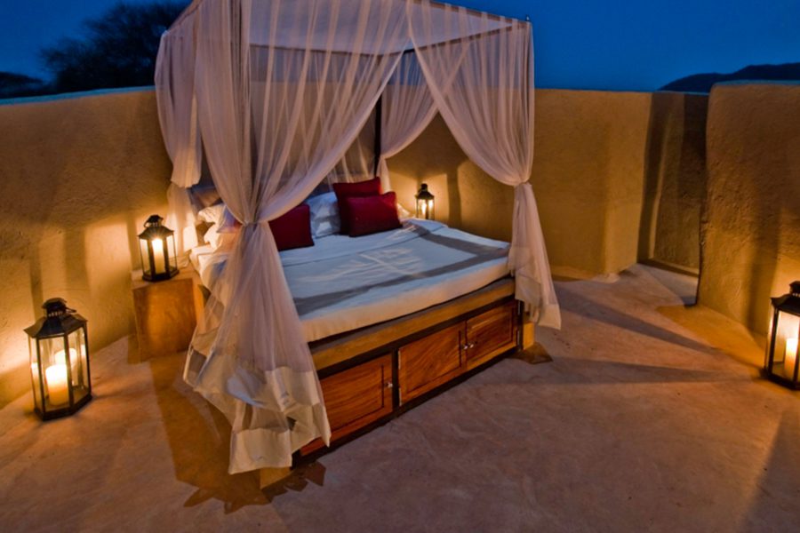 Ol Donyo Lodge star bed in Chyulu Hills Range, Kenya.