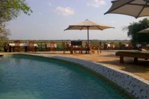 Take a refreshing dip in the swimming pool.