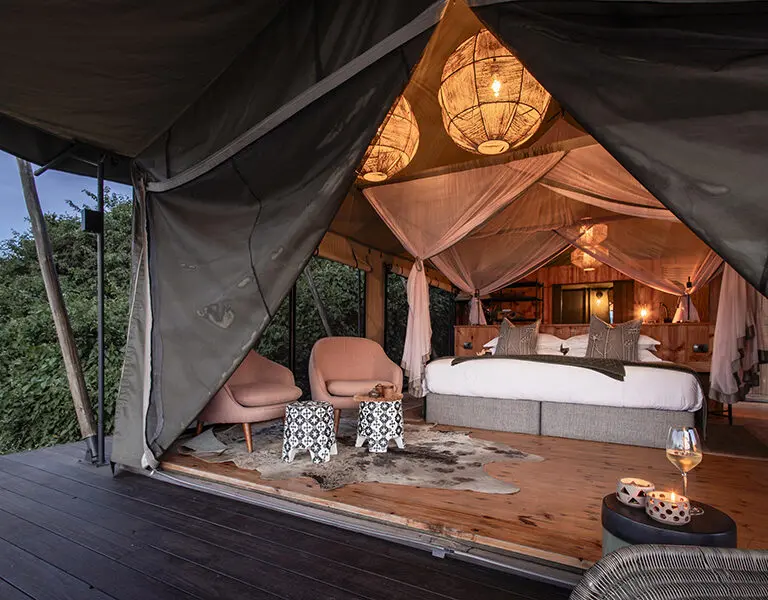 A tented suite at Magashi Camp.