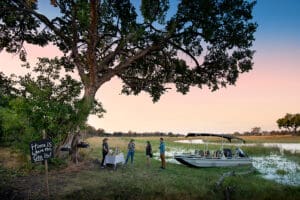 Stop for refreshments during your boating safari. 