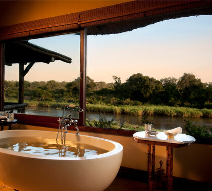 The view from your bathtub at Narina Lodge.