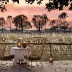 Una puesta de sol en el delta del Okavango. 