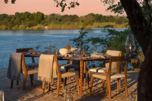 Dining on the deck. 