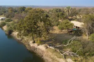 Guest tent Zambezi view.