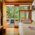 Serene spa treatment room. 