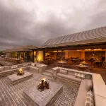 A spacious firepit at the main lodge area.