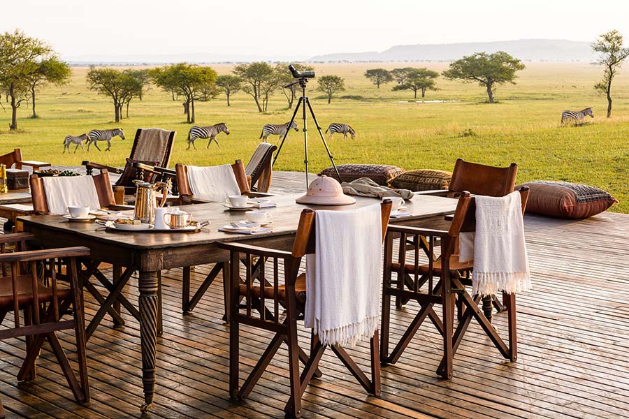 Lunch with a clear view of roaming wildlife at Sabora Tented Camp.