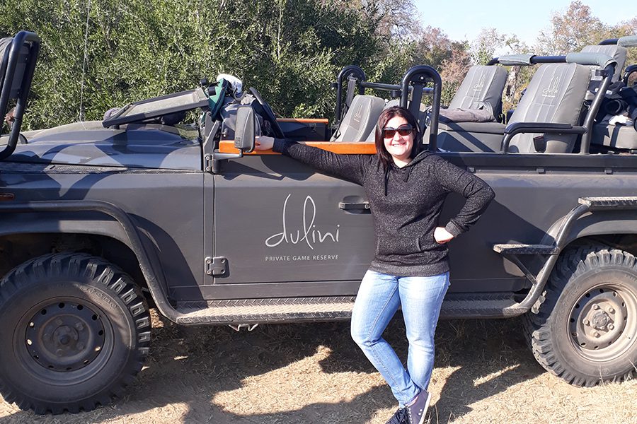 Giada before a game drive in one of Africa’s finest safari destinations, the Sabi Sand Game.