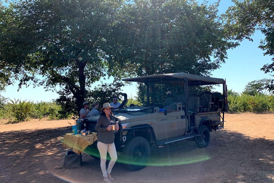 a drink stop while on a game drive in Chobe.