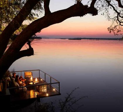 Sunset on the deck over the Zambezi.