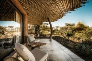 Patio privado con asientos y magníficas vistas.