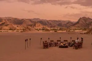 Hoanib Valley Camp, fire.