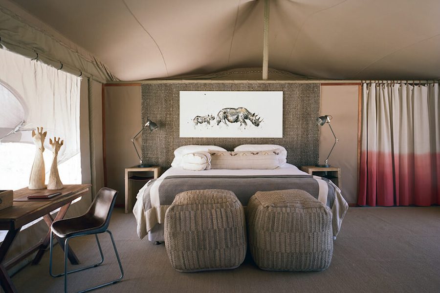 Hoanib Valley's tented suite interior. 