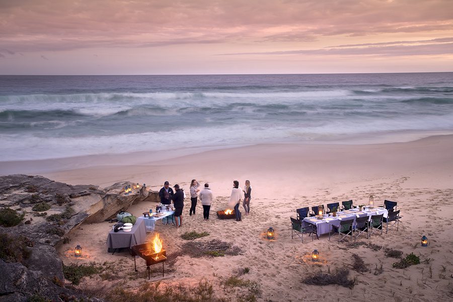 Sunset dining on the beach.