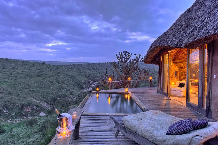 Panoramic views over the Laikipia Plateau from your suite.