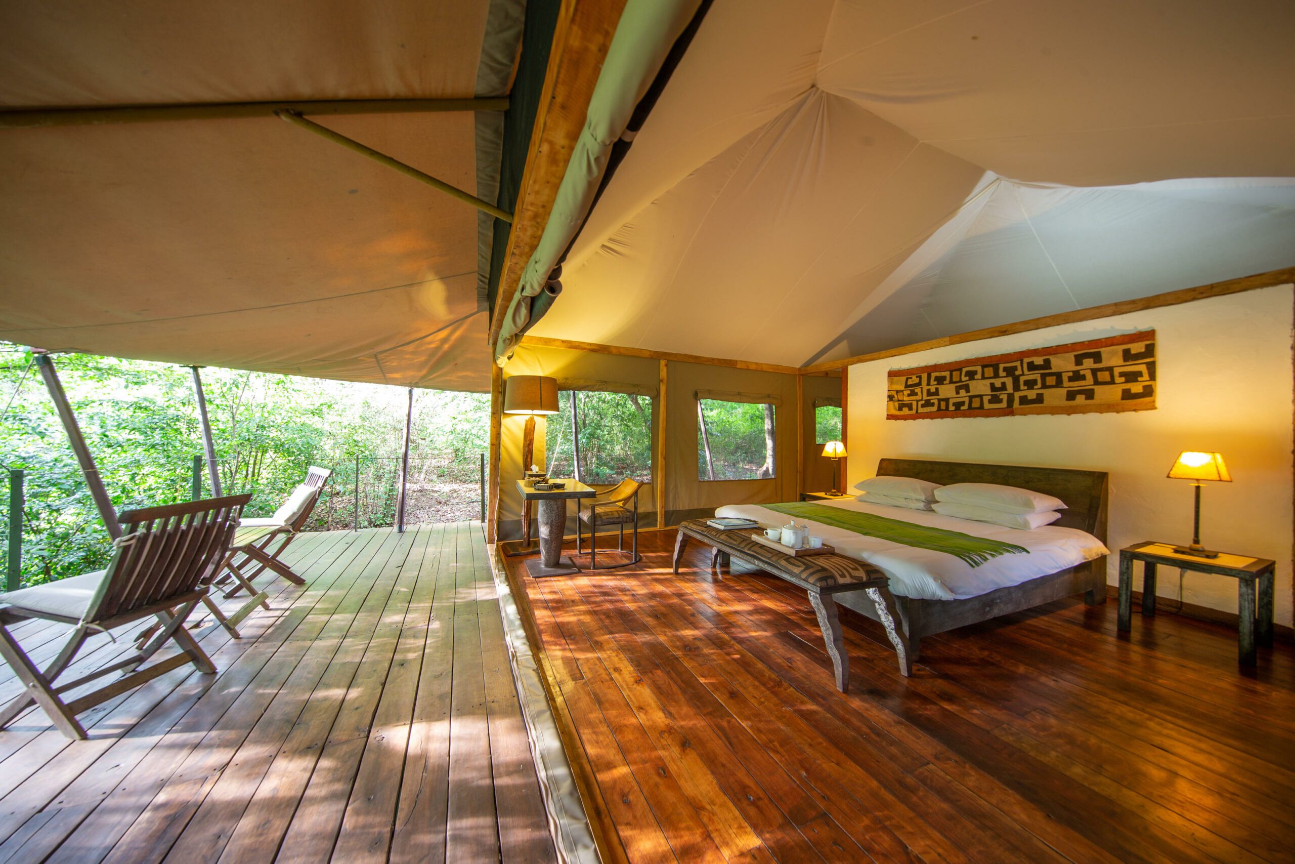 Rhino River Camp, tent interior.