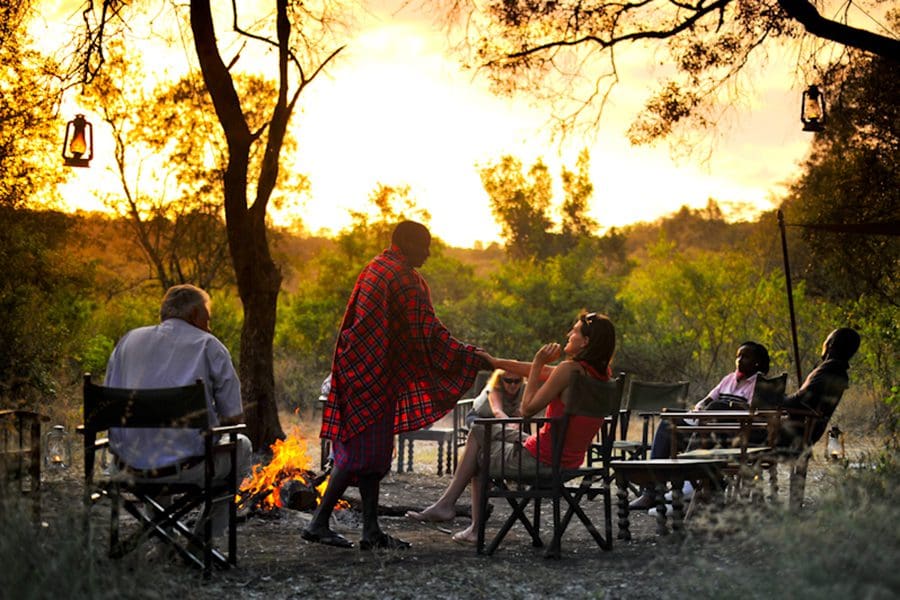 Unwind by the fire at Nairobi Tented Camp.