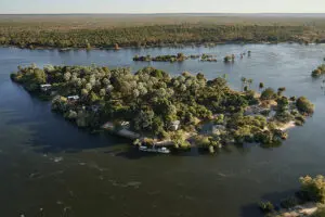 Victoria Falls River Lodge aerial view.