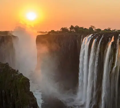 Victoria Falls at Sunset.