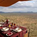 Saruni Samburu Safari Lodge boasts 360-degree views of the dramatic northern Kenyan landscape .