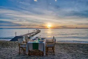Dining on the shores of Lake Tanganyika.