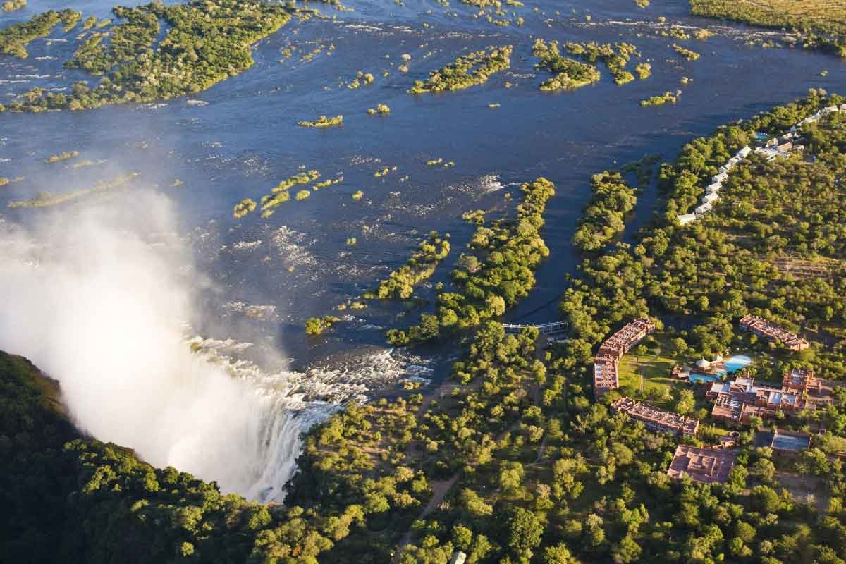 Aerial view of The Royal Livingstone Hotel at Victoria Falls | Go2Africa