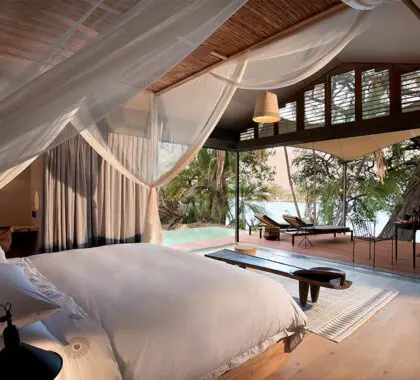 Interior de su dormitorio de lujo 