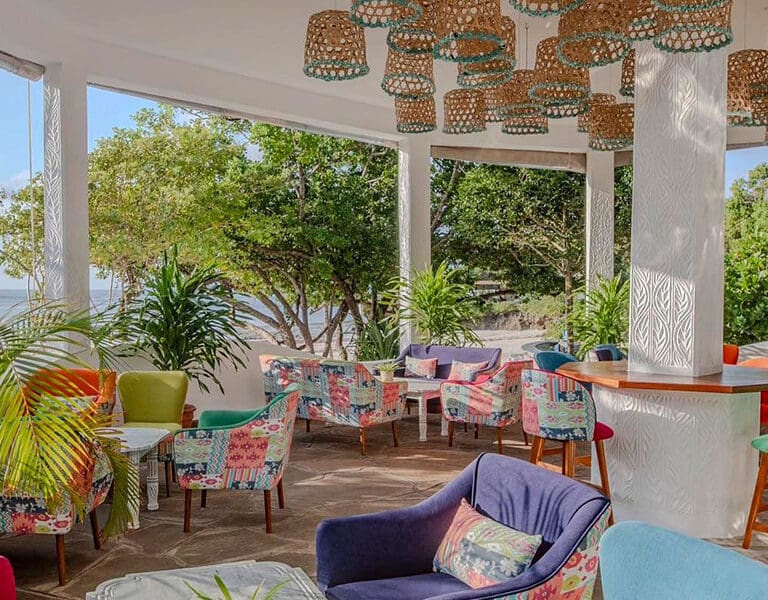 A relaxed dining area.