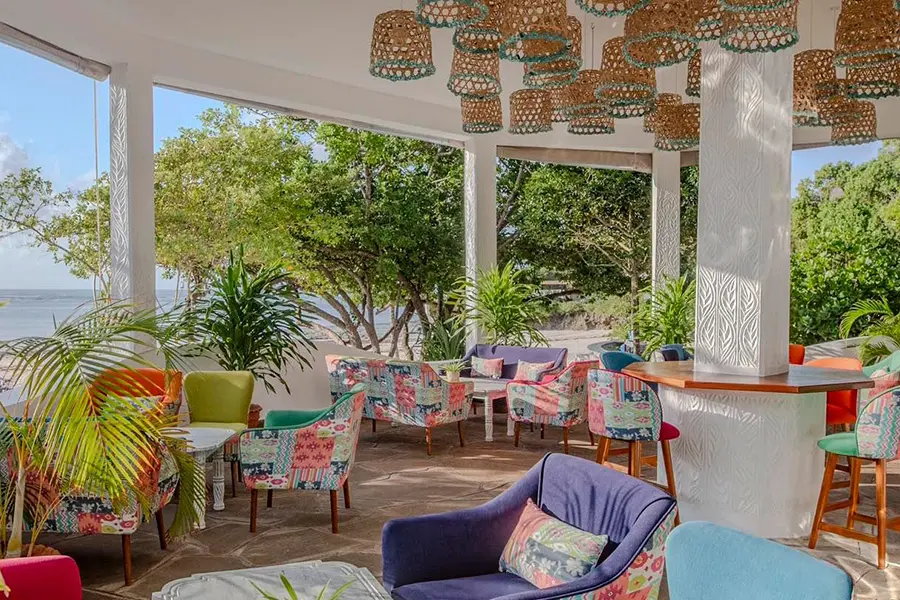 A relaxed dining area.