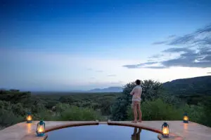 Swimming pool and view. 