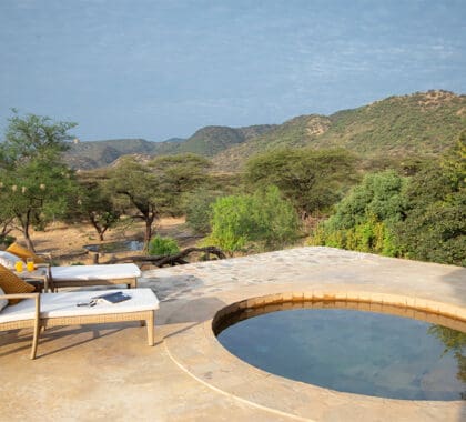Zona de piscina con vistas.