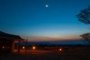 Night time exterior of Mara Under Canvas Tented Camp